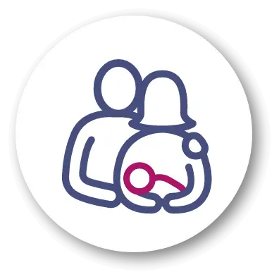 Parents holding baby icon