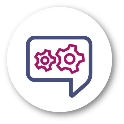Talking bubble with gears icon