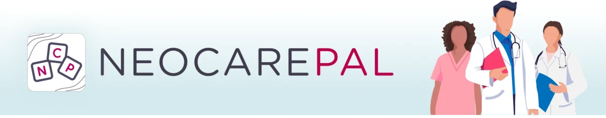 Illustration of clinicians alongside NeoCarePal logo